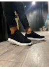 Knack Yüksek Taban 044 Siyah Süet (beyaz Taban) Erkek Günlük Ayakkabı