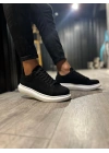 Knack Yüksek Taban Günlük Ayakkabı 044 Siyah Süet (Beyaz Taban)