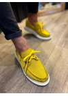 Knack Yüksek Taban Mevsimlik Keten Ayakkabı 009 Sarı Erkek Günlük Ayakkabı
