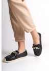 LAYLA Bağcıksız Ortopedik Rahat Taban Çiçek Desenli Kadın Babet Ayakkabı  CKT - Siyah
