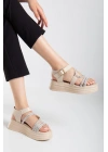 Lenda Bej Cilt Kemerli Kadın Sandalet