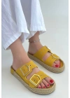 Loera Sarı Nubuk Çift Tokalı Terlik