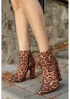 Loora Leopar Saten Topuklu Kadın Bot