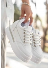 Lulu Beyaz Cilt Bağcıklı Kadın Spor Ayakkabı