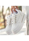 Lulu Beyaz Cilt Bağcıklı Kadın Spor Ayakkabı