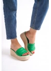 Mendal Yeşil Cilt Dolgu Topuk Kadın Terlik