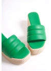 Mendal Yeşil Cilt Dolgu Topuk Kadın Terlik
