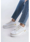 MINA Bağcıklı Ortopedik Taban Kadın Sneaker Spor Ayakkabı  CBT - Beyaz/Altın