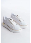 MINA Bağcıklı Ortopedik Taban Kadın Sneaker Spor Ayakkabı  CBT - Beyaz/Altın