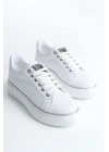 MINA Bağcıklı Ortopedik Taban Kadın Sneaker Spor Ayakkabı  CBT - Beyaz/Gümüş