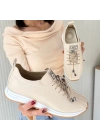 Monya Bej Cilt Bağcıklı Kadın Spor Ayakkabı