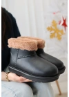Mordi Siyah Oval Burunlu Su Geçirmez İçi Kürklü Kadın Bot
