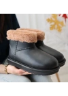 Mordi Siyah Oval Burunlu Su Geçirmez İçi Kürklü Kadın Bot