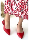 Morji Kırmızı Cilt Kadın Topuklu Ayakkabı
