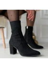 Noort Siyah Süet Topuklu Kadın Bot