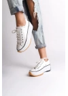 PARIS Bağcıklı Ortopedik Taban Kadın Sneaker Spor Ayakkabı  TBT - Beyaz