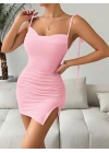 Pembe Fantezi Clup Elbisesi 5034