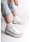 ROMA Bağcıklı Ortopedik Taban Kadın Sneaker Spor Ayakkabı TBT - Beyaz