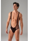 Siyah Erkek File Kumaş Askılı Jockstrap Body 3053