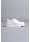 SLW151 Boost Bağcıklı Cilt Erkek Günlük Sneaker Ayakkabı CBT - Beyaz