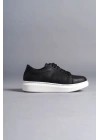 SLW151 Boost Bağcıklı Cilt Erkek Günlük Sneaker Ayakkabı CBT - Siyah