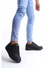 SLW151 Boost Bağcıklı Cilt Erkek Günlük Sneaker Ayakkabı CST - Siyah
