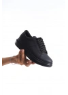 SLW151 Boost Bağcıklı Cilt Erkek Günlük Sneaker Ayakkabı CST - Siyah