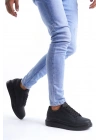 SLW151 Boost Bağcıklı Cilt Erkek Günlük Sneaker Ayakkabı CST - Siyah