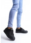 SLW151 Boost Bağcıklı Cilt Süet Erkek Günlük Sneaker Ayakkabı CSST - Siyah