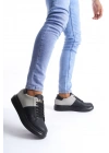 SLW151 Boost Bağcıklı Cilt Süet Erkek Günlük Sneaker Ayakkabı CSST - Siyah/Gri
