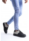 SLW151 Boost Bağcıklı Cilt Süet Erkek Günlük Sneaker Ayakkabı CSST - Siyah/Gri