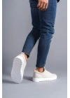 Slw152 Cool Bağcıklı Keten Erkek Günlük Spor Kbt - Beyaz Erkek Klasik Ayakkabı