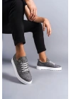 Slw152 Cool Bağcıklı Keten Erkek Günlük Spor Kbt - Gri Erkek Klasik Ayakkabı