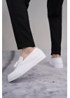 SLW153 Bloom Bağcıksız Püsküllü Cilt Erkek Günlük Spor Klasik Ayakkabı CBT - Beyaz