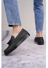 SLW153 Bloom Bağcıksız Püsküllü Cilt Erkek Günlük Spor Klasik Ayakkabı CST - Siyah