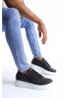 Slw155 Warrior Bağcıklı Ve Fermuarlı Cilt Erkek Günlük Cbt - Siyah Erkek Sneaker Ayakkabı