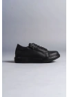 SLW155 Warrior Bağcıklı ve Fermuarlı Cilt Erkek Günlük Sneaker Ayakkabı CST - Siyah