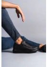 Slw155 Warrior Bağcıklı Ve Fermuarlı Cilt Erkek Günlük Cst - Siyah Erkek Sneaker Ayakkabı