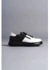 Slw155 Warrior Bağcıklı Ve Fermuarlı Cilt Erkek Günlük Cst - Siyah/beyaz Erkek Sneaker Ayakkabı
