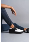 Slw155 Warrior Bağcıklı Ve Fermuarlı Cilt Erkek Günlük Cst - Siyah/beyaz Erkek Sneaker Ayakkabı