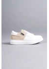 SLW155 Warrior Bağcıklı ve Fermuarlı Cilt Süet Erkek Günlük Sneaker Ayakkabı CSBT - Beyaz/Krem