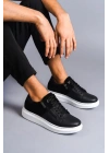 SLW155 Warrior Bağcıklı ve Fermuarlı Cilt Süet Erkek Günlük Sneaker Ayakkabı CSBT - Siyah