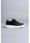 SLW155 Warrior Bağcıklı ve Fermuarlı Cilt Süet Erkek Günlük Sneaker Ayakkabı CSBT - Siyah
