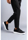SLW155 Warrior Bağcıklı ve Fermuarlı Cilt Süet Erkek Günlük Sneaker Ayakkabı CSBT - Siyah