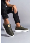 Slw161 Hippo Bağcıksız Cilt Erkek Günlük Cbt - Haki Erkek Sneaker Ayakkabı