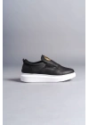 Slw161 Hippo Bağcıksız Cilt Erkek Günlük Cbt - Siyah Erkek Sneaker Ayakkabı