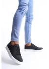 SLW165 Elite Bağcıklı Cilt Erkek Günlük Sneaker Ayakkabı CBT - Siyah