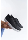 SLW165 Elite Bağcıklı Cilt Erkek Günlük Sneaker Ayakkabı CBT - Siyah