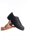 SLW165 Elite Bağcıklı Cilt Erkek Günlük Sneaker Ayakkabı CST - Siyah