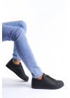 SLW165 Elite Bağcıklı Cilt Erkek Günlük Sneaker Ayakkabı CST - Siyah